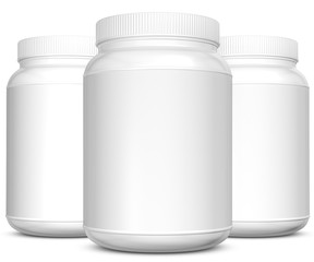 Realistic 3D bottle rendering mockup on white background	