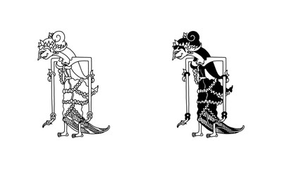 wayang kulit sinta (outline and black1) - obrazy, fototapety, plakaty