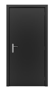black door isolated on white background