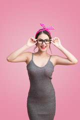 Beautiful woman pinup style portrait. Asian woman.