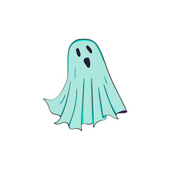 Ghost symbol of Halloween. Spook character of horror. Mystical Nightmare