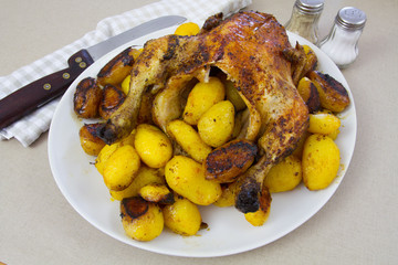 poulet rôti et pommes de terre