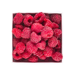 ripe raspberries isolated on white background close up