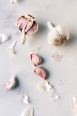 Garlic bulb on a white table