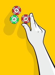 Hand gambling poker chips