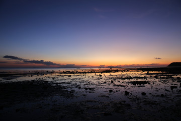 Beach sunset, Beautiful sky, The sea floor is a reflection of the sky.