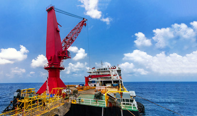Crane,Offshore crane,Pedestal crane in oil and gas industry offshore for transfer material or worker.