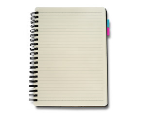 Fototapeta na wymiar close-up Notebook on white color background