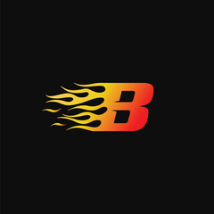 letter B Burning flame logo design template