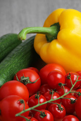 Bright vegetables at the table