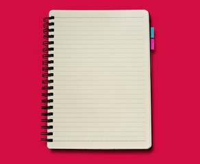 close-up Notebook on white color background