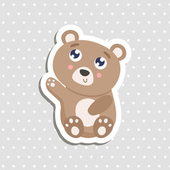 Fototapeta premium Cute little bear sticker vector illustration. flat design