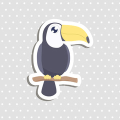 Cute toucan sticker vector illustration. flat design.