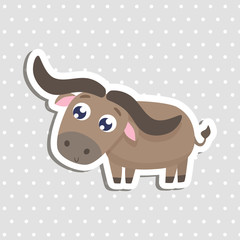 Cute buffalo sticker vector illustration. Flat design.