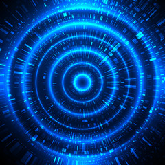 Futuristic vector hud interface screen design. Abstract template on blue backdrop.