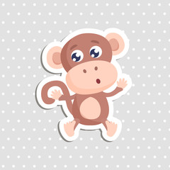 Obraz na płótnie Canvas Cute monkey sticker vector illustration. Flat design.