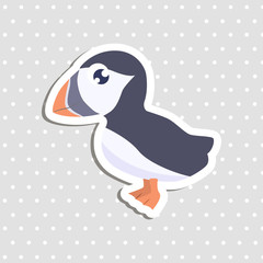 Cute cartoon puffin sticker vector illustration.