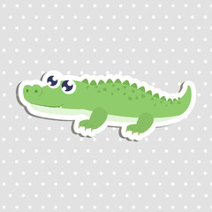 Cute crocodile sticker vector illustration. Flat design.
