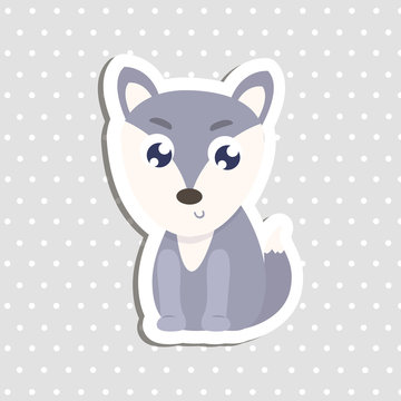 Cute wolf sticker vector illustration.