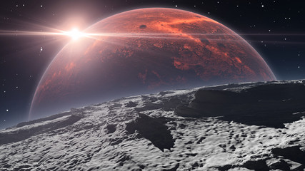 Sunrise over the Phobos with red planet Mars in the background © Peter Jurik