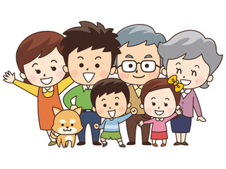 仲良し三世代家族とペットの犬