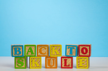 Back to School spelled wrongly in wooden blocks