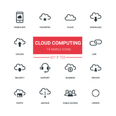Cloud computing - flat design style icons set