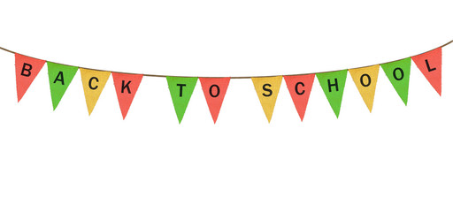 Individual cloth pennants or flags with Back to School