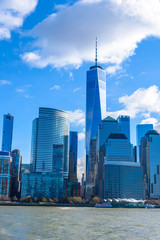 Panorama of Lower Manhattan New York City skyline from Hudson River, New York City, USA