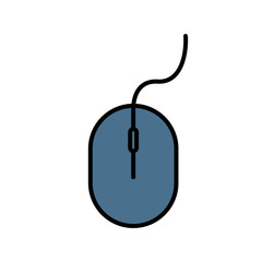 Computer mouse vector icon. Blue computer mouse vector onwhite background.