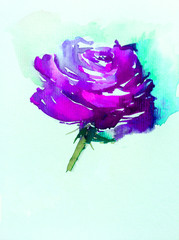 Fototapeta premium Abstract bright colored decorative background . Floral pattern handmade . Beautiful tender romantic rose flower , made in the technique of watercolors from nature.