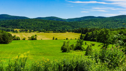 rural landscape of the countryside in the Eastern Townships of Quebec, Canada