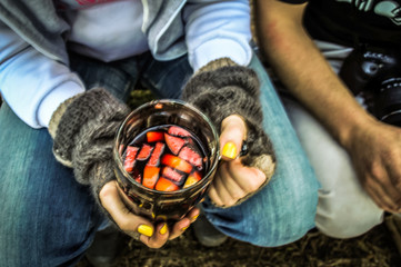 Hot red mulled wine