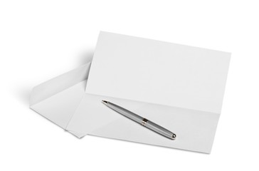 White Page with Envelope and Pen