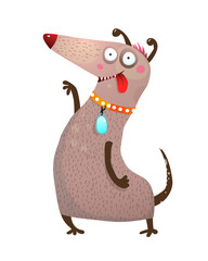 Colorful fun cartoon of a little puppy. Vector illustration.