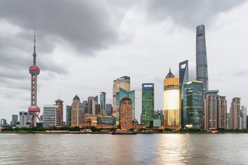 Amazing evening view of Pudong skyline (Lujiazui) in Shanghai