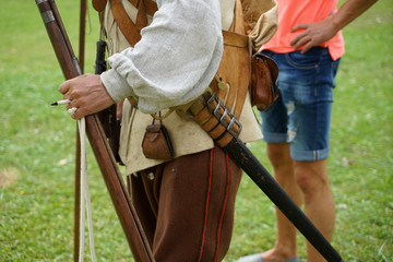 Colorful bustle at a middle ages festival in summer in Germany
