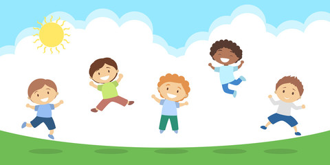 Jumping kids illustration