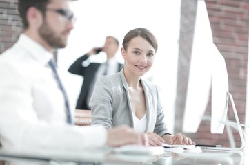 closeup. business lady with his assistant