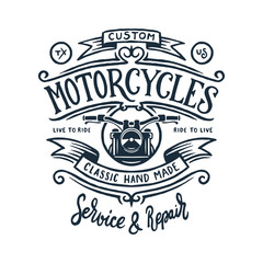 Vintage motorcycle t-shirt graphics. Vector illustration.