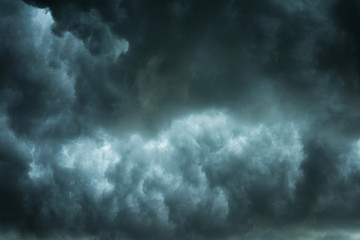 Naklejka na ściany i meble Danger storm cloud, Black cloud and thunder storm, Dark sky and motion clouds before rainy