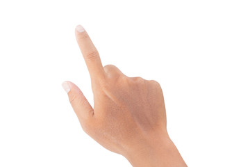 Pointing hand. Gesture by hand isolated on a white background - clipping paths