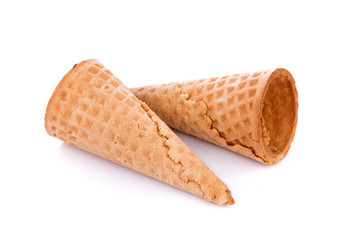 Sweet wafer cone isolated on white background