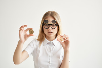 business woman with coins