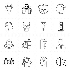 Set of 16 head outline icons