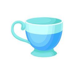 Light blue ceramic tea or coffee cup vector Illustration on a white background