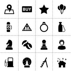 Set of 16 shiny filled icons