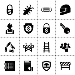 Obraz premium Set of 16 safety filled icons
