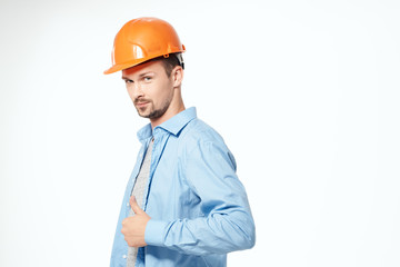 architect in orange helmet on an isolated background