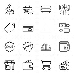 Set of 16 sale outline icons